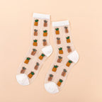 Novelty Harajuku Crystal Silk Tide Socks Funny Sunflowers Vines Flowers Happy Socks Casual High Quality Socks for Women