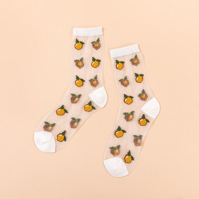 Novelty Harajuku Crystal Silk Tide Socks Funny Sunflowers Vines Flowers Happy Socks Casual High Quality Socks for Women