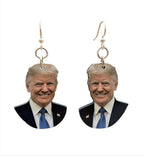 Novelty Patriotic Political Face Dangle Earrings For Fans