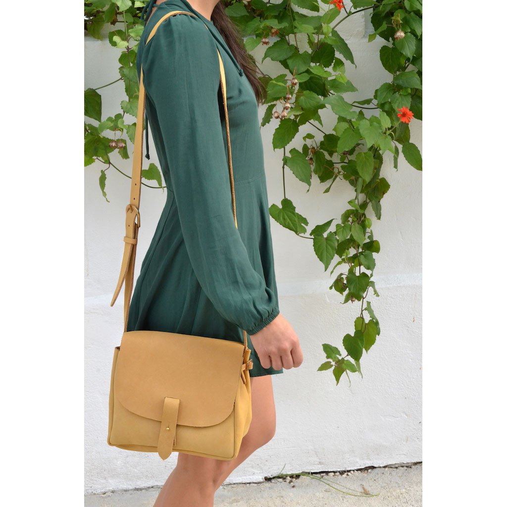 Nubuck Leather Bucket Bag Handcrafted Kenya Upcycled Neutral Everyday Tote BandsCo Straps