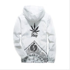 Hooded Jacket with Harajuku Leaf Print for Couples Pi-Mart