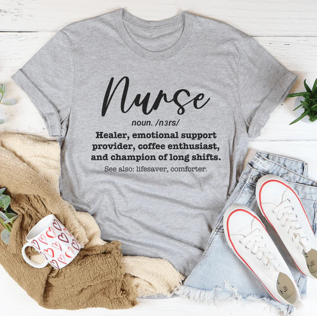 Nurse Healer Emotional Support Provider Coffee Enthusiast Tee Peachy Sunday