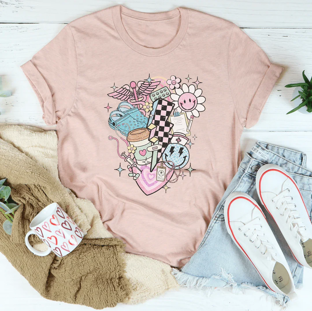 Nurse Retro Tee Peachy Sunday
