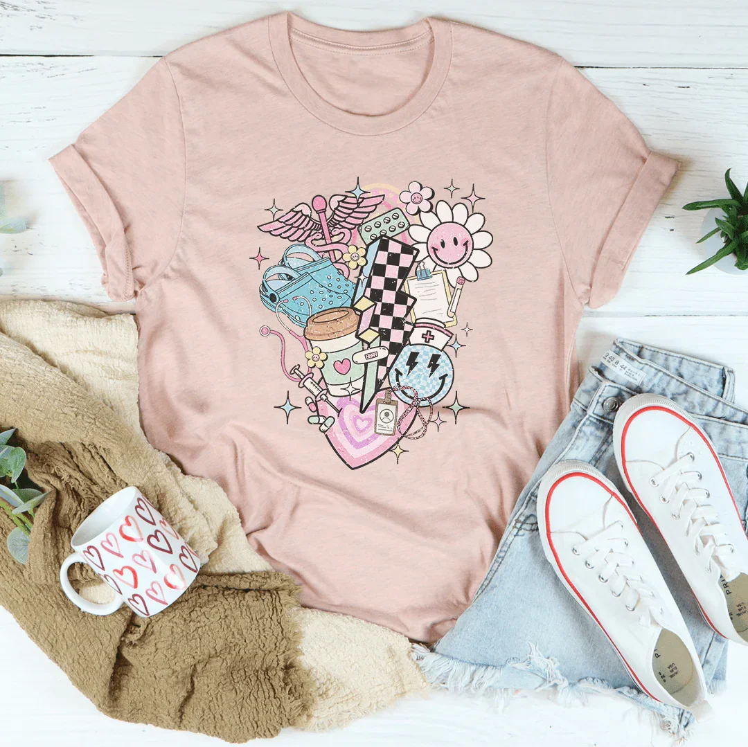 Nurse Retro Tee Peachy Sunday