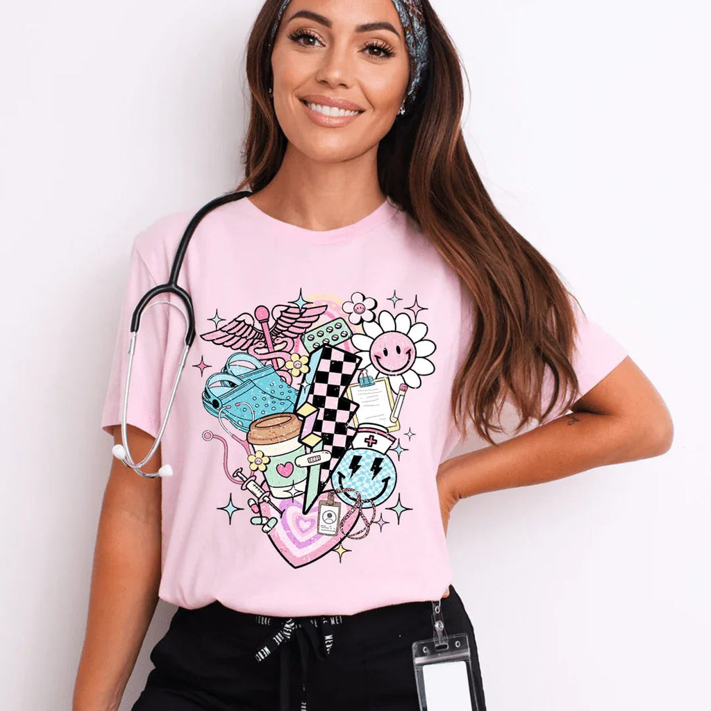 Nurse Retro Tee Peachy Sunday