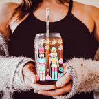 Nutcracker Pastel Holiday Nuts 17oz Tin Festive Christmas Gift Jar For Parties BandsCo Straps