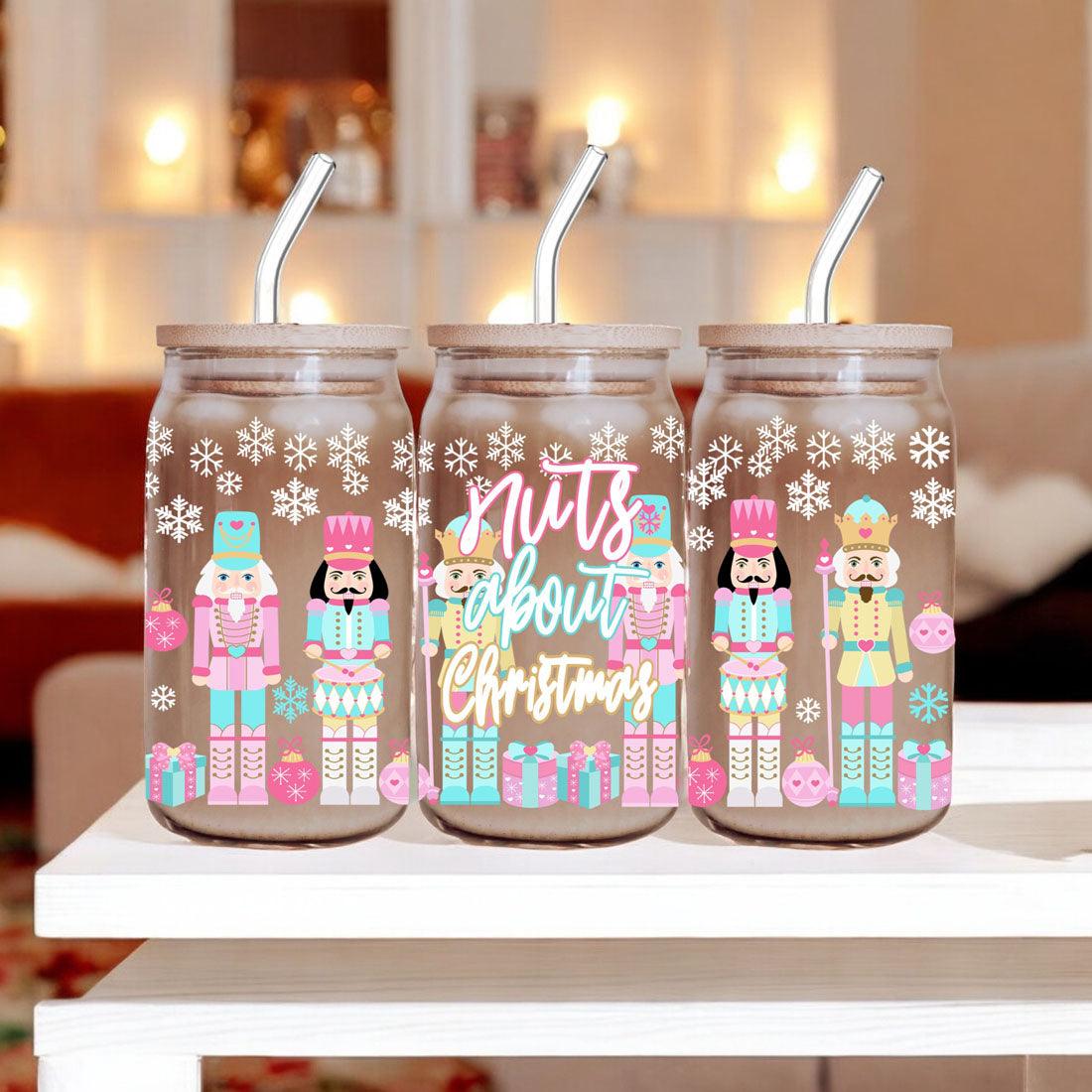 Nutcracker Pastel Holiday Nuts 17oz Tin Festive Christmas Gift Jar For Parties BandsCo Straps