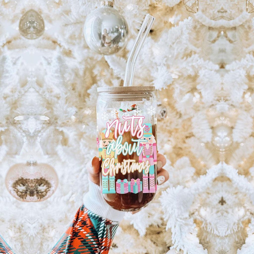 Nutcracker Pastel Holiday Nuts 17oz Tin Festive Christmas Gift Jar For Parties BandsCo Straps