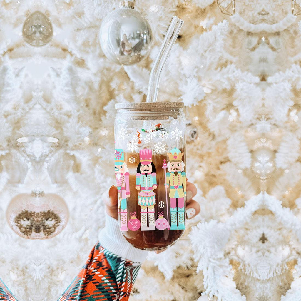 Nutcracker Pastel Holiday Nuts 17oz Tin Festive Christmas Gift Jar For Parties BandsCo Straps