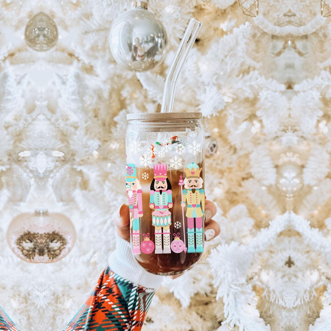 Nutcracker Pastel Holiday Nuts 17oz Tin Festive Christmas Gift Jar For Parties BandsCo Straps