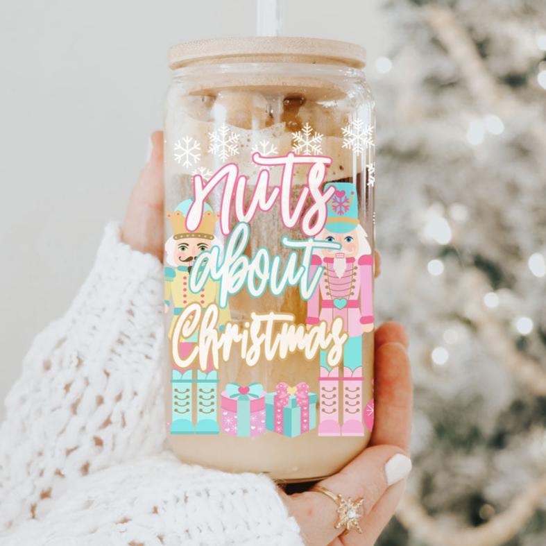 Nutcracker Pastel Holiday Nuts 17oz Tin Festive Christmas Gift Jar For Parties BandsCo Straps