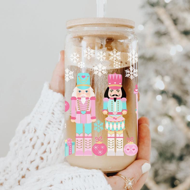 Nutcracker Pastel Holiday Nuts 17oz Tin Festive Christmas Gift Jar For Parties BandsCo Straps
