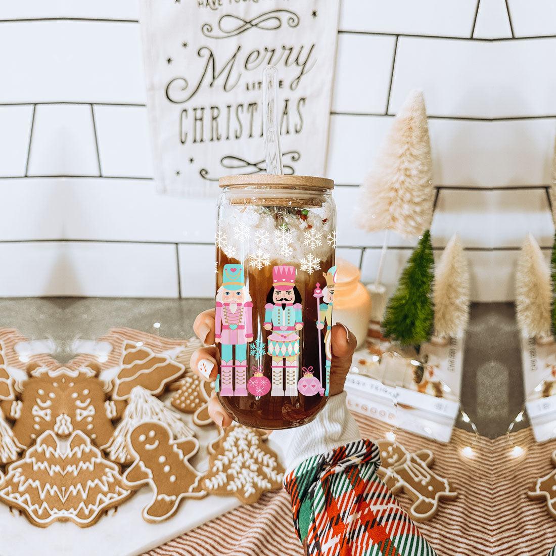 Nutcracker Pastel Holiday Nuts 17oz Tin Festive Christmas Gift Jar For Parties BandsCo Straps