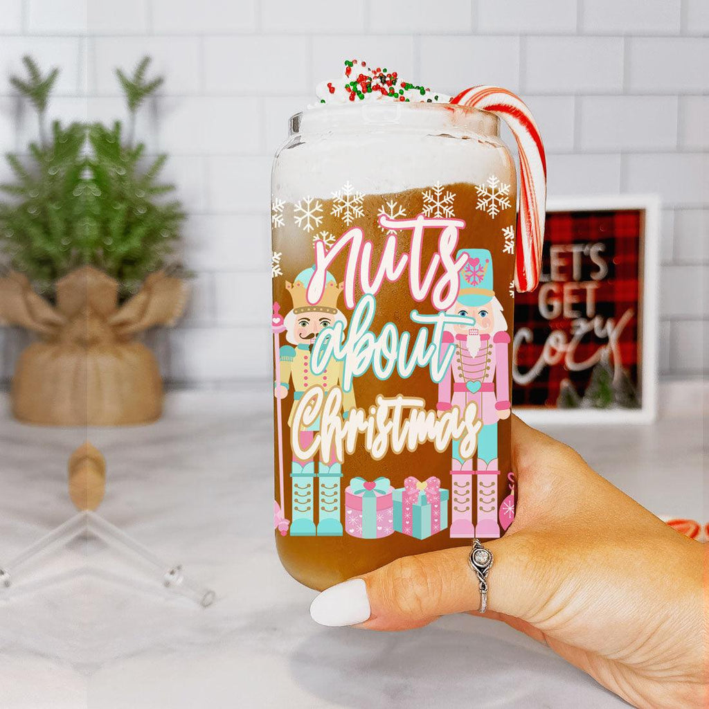 Nutcracker Pastel Holiday Nuts 17oz Tin Festive Christmas Gift Jar For Parties BandsCo Straps