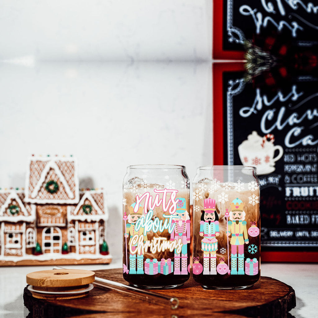 Nutcracker Pastel Holiday Nuts 17oz Tin Festive Christmas Gift Jar For Parties BandsCo Straps