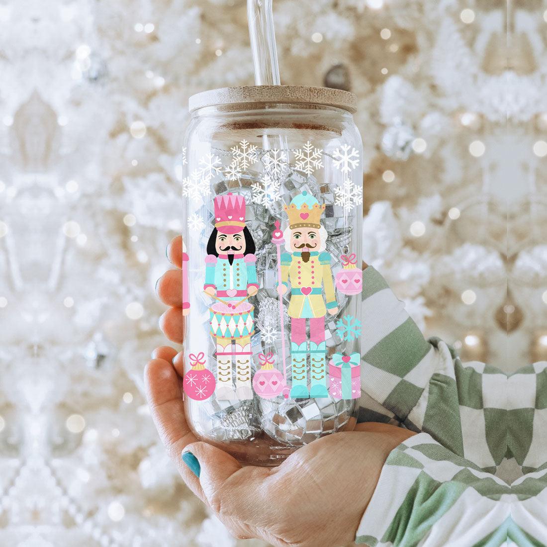 Nutcracker Pastel Holiday Nuts 17oz Tin Festive Christmas Gift Jar For Parties BandsCo Straps