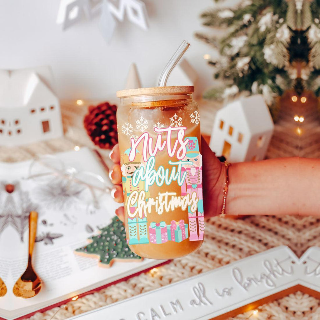 Nutcracker Pastel Holiday Nuts 17oz Tin Festive Christmas Gift Jar For Parties BandsCo Straps