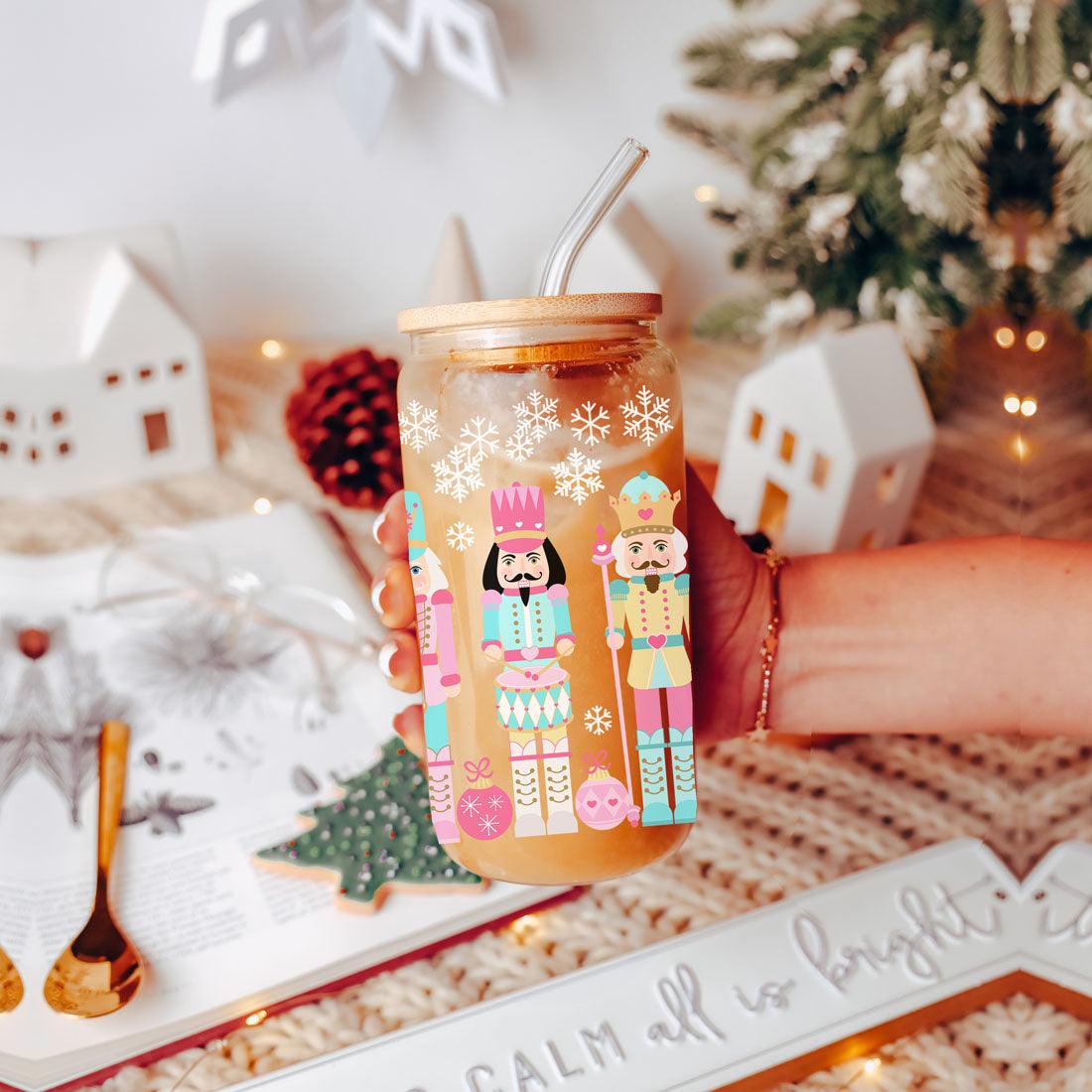 Nutcracker Pastel Holiday Nuts 17oz Tin Festive Christmas Gift Jar For Parties BandsCo Straps