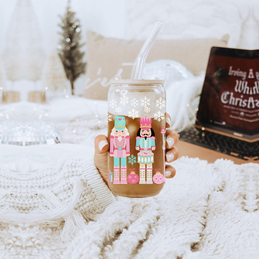Nutcracker Pastel Holiday Nuts 17oz Tin Festive Christmas Gift Jar For Parties BandsCo Straps