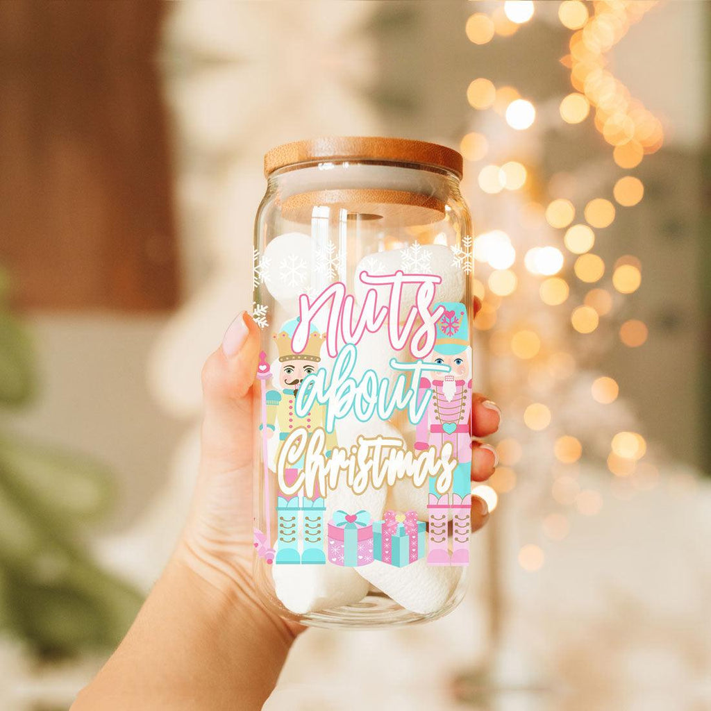 Nutcracker Pastel Holiday Nuts 17oz Tin Festive Christmas Gift Jar For Parties BandsCo Straps