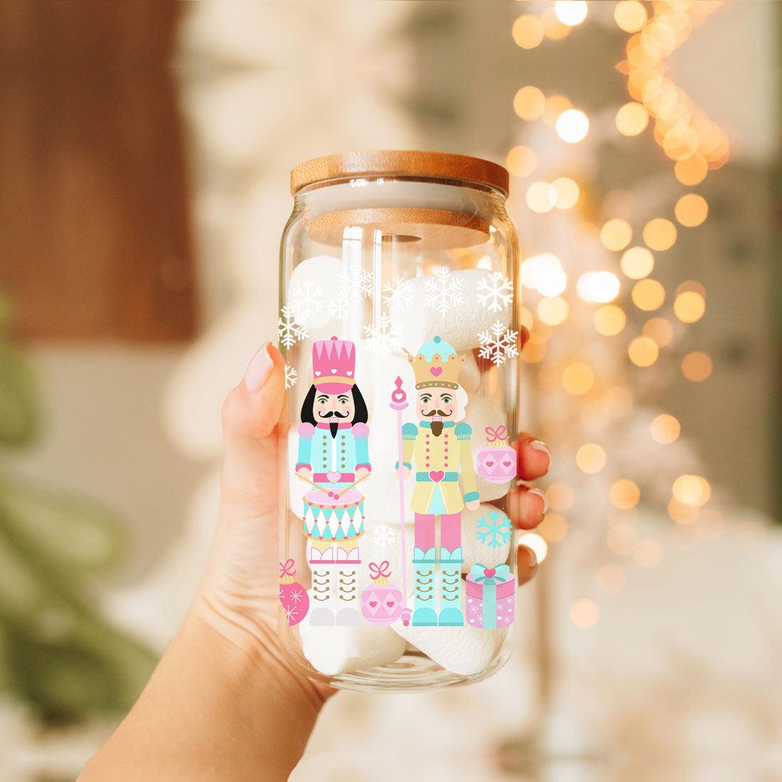 Nutcracker Pastel Holiday Nuts 17oz Tin Festive Christmas Gift Jar For Parties BandsCo Straps