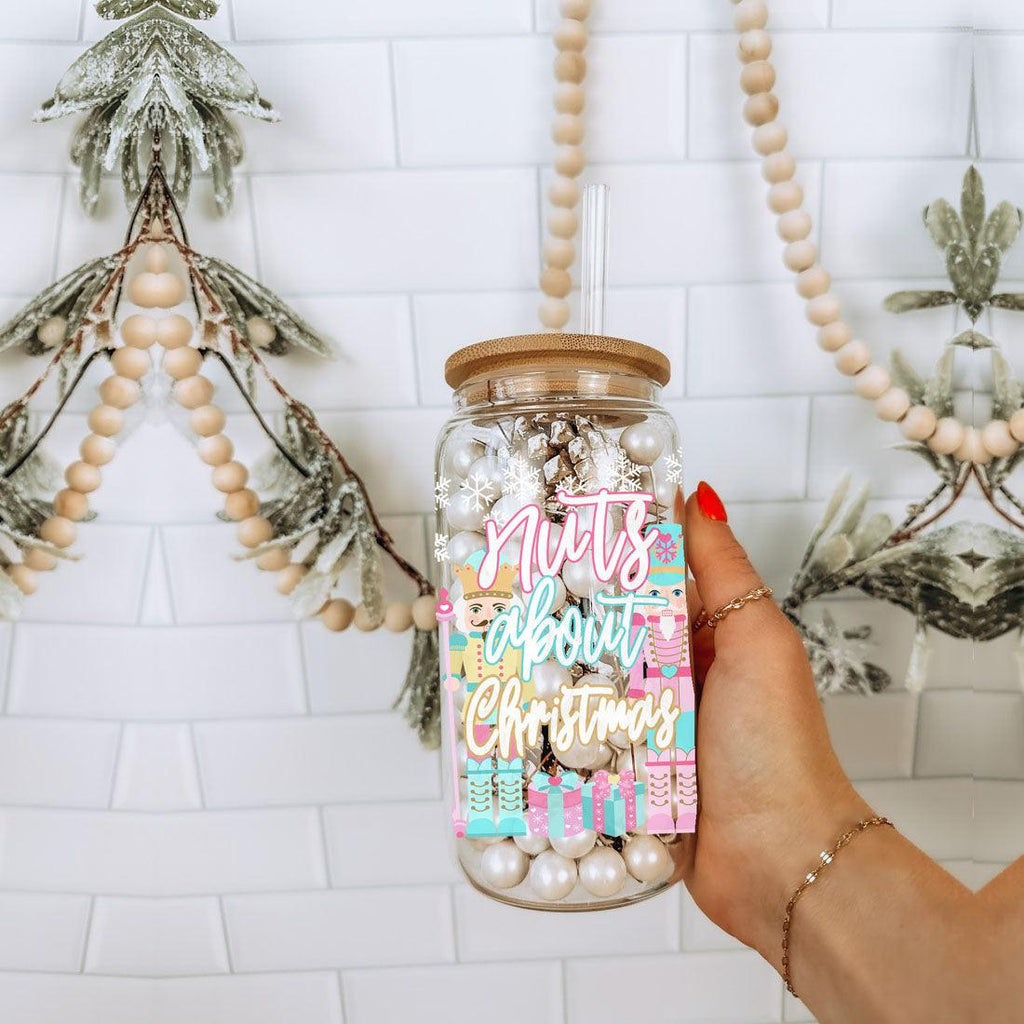 Nutcracker Pastel Holiday Nuts 17oz Tin Festive Christmas Gift Jar For Parties BandsCo Straps