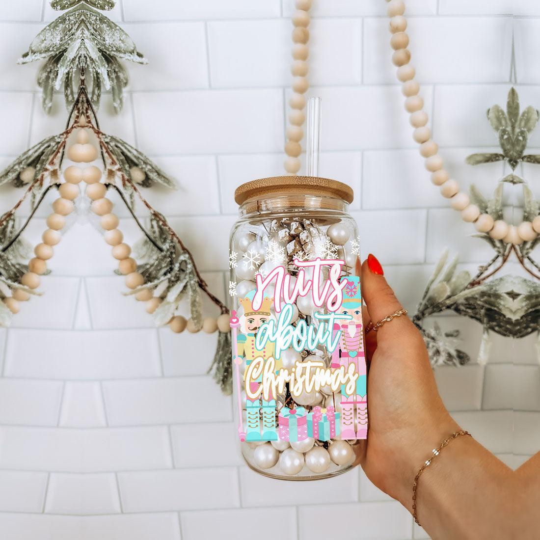 Nutcracker Pastel Holiday Nuts 17oz Tin Festive Christmas Gift Jar For Parties BandsCo Straps