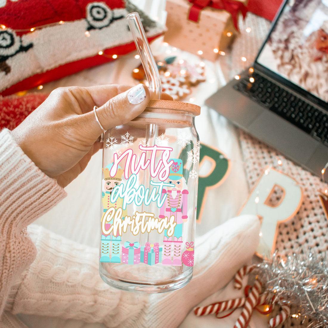 Nutcracker Pastel Holiday Nuts 17oz Tin Festive Christmas Gift Jar For Parties BandsCo Straps