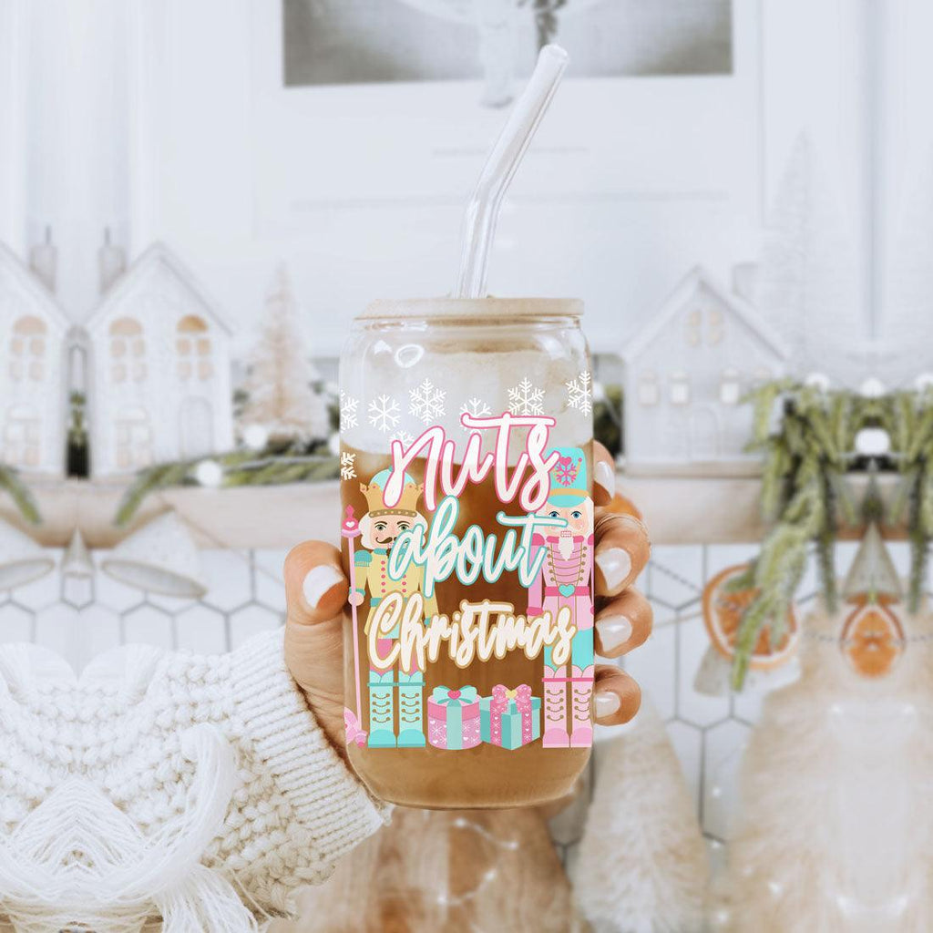 Nutcracker Pastel Holiday Nuts 17oz Tin Festive Christmas Gift Jar For Parties BandsCo Straps