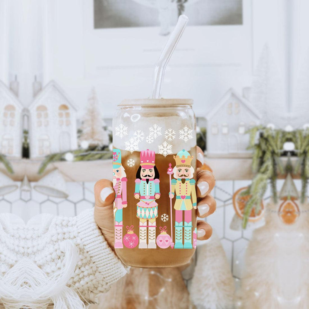 Nutcracker Pastel Holiday Nuts 17oz Tin Festive Christmas Gift Jar For Parties BandsCo Straps