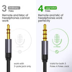 Nylon Braid 4 Poles 3.5MM Audio Aux Cable Jack For Headphone Speaker Line  Car PC Mp3 Mp4 Stevvex