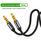 Nylon Braid 4 Poles 3.5MM Audio Aux Cable Jack For Headphone Speaker Line  Car PC Mp3 Mp4 Stevvex