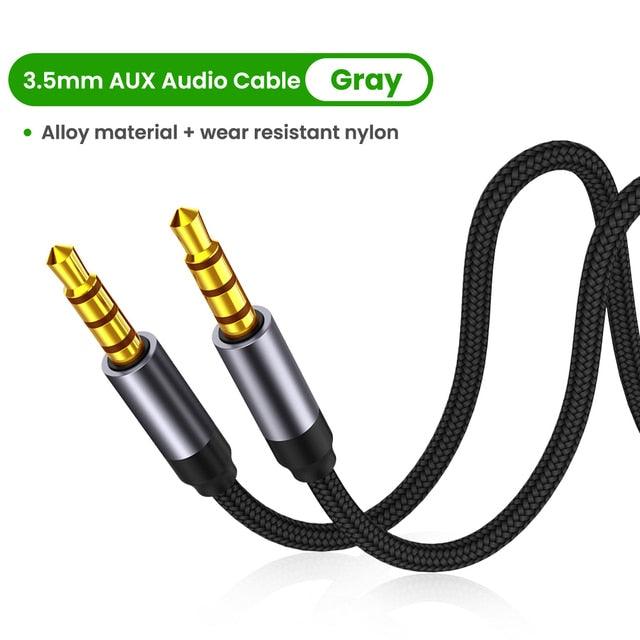 Nylon Braid 4 Poles 3.5MM Audio Aux Cable Jack For Headphone Speaker Line  Car PC Mp3 Mp4 Stevvex