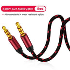 Nylon Braid 4 Poles 3.5MM Audio Aux Cable Jack For Headphone Speaker Line  Car PC Mp3 Mp4 Stevvex