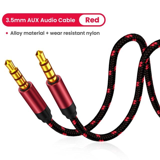 Nylon Braid 4 Poles 3.5MM Audio Aux Cable Jack For Headphone Speaker Line  Car PC Mp3 Mp4 Stevvex