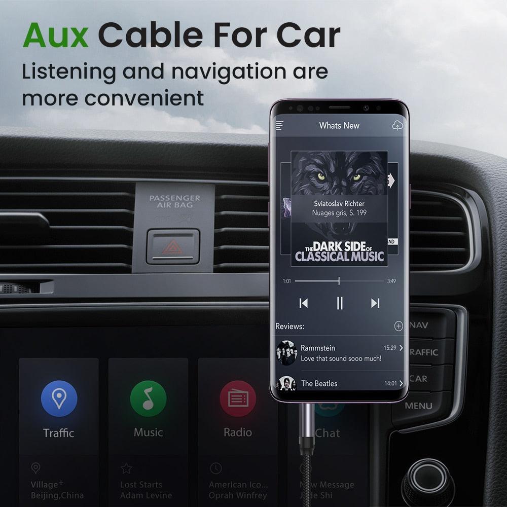 Nylon Braid 4 Poles 3.5MM Audio Aux Cable Jack For Headphone Speaker Line  Car PC Mp3 Mp4 Stevvex