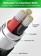 Nylon Braid 4 Poles 3.5MM Audio Aux Cable Jack For Headphone Speaker Line  Car PC Mp3 Mp4 Stevvex
