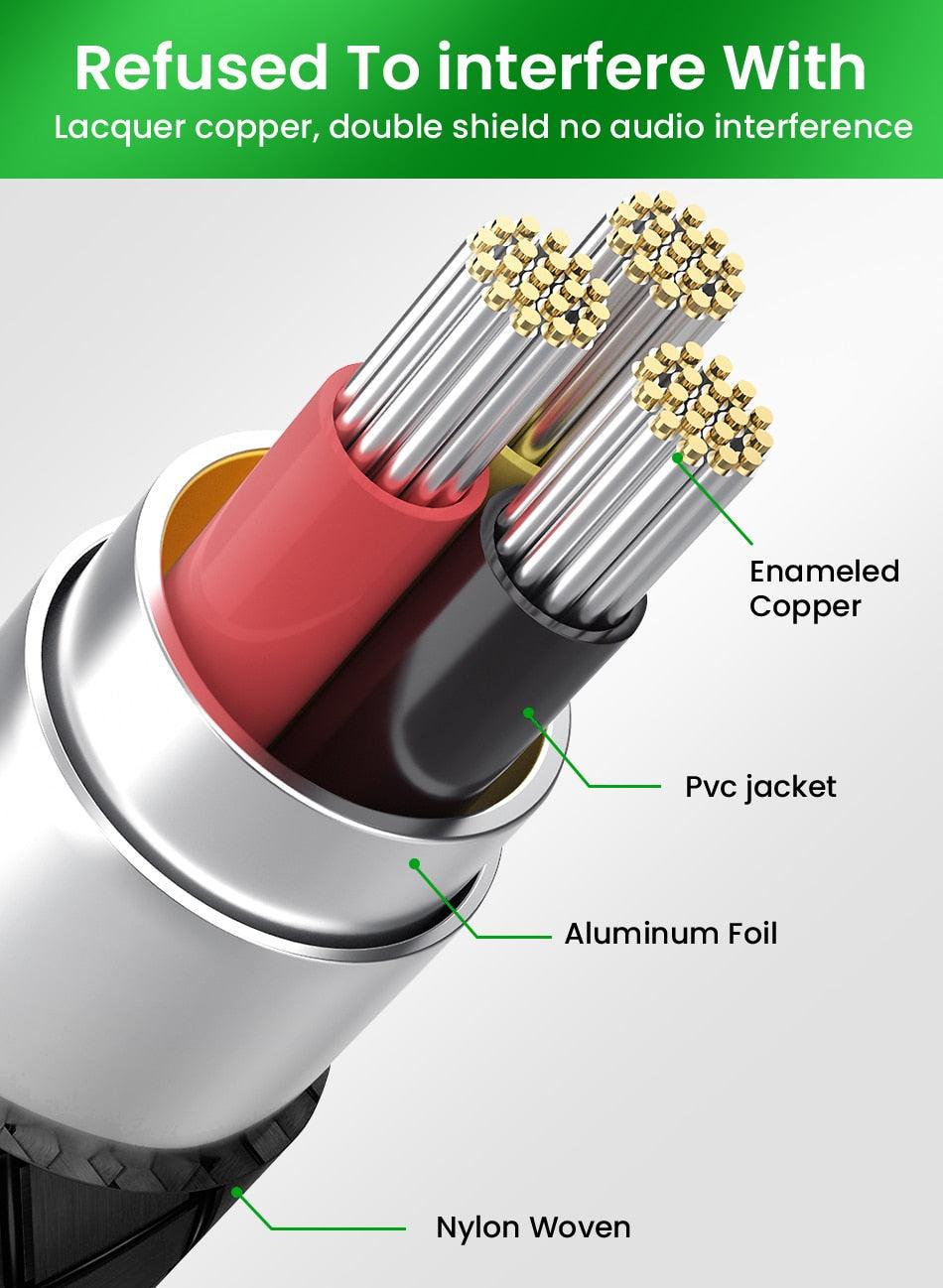 Nylon Braid 4 Poles 3.5MM Audio Aux Cable Jack For Headphone Speaker Line  Car PC Mp3 Mp4 Stevvex