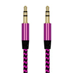 Nylon Braided 1m 3.5 mm  Aux Audio Cable Jack For Mobile Car Headphones Speakers