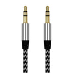 Nylon Braided 1m 3.5 mm  Aux Audio Cable Jack For Mobile Car Headphones Speakers