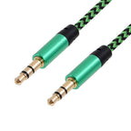 Nylon Braided 1m 3.5 mm  Aux Audio Cable Jack For Mobile Car Headphones Speakers