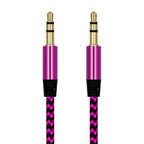 Nylon Braided 1m 3.5 mm  Aux Audio Cable Jack For Mobile Car Headphones Speakers