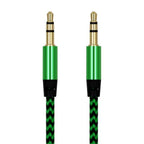 Nylon Braided 1m 3.5 mm  Aux Audio Cable Jack For Mobile Car Headphones Speakers