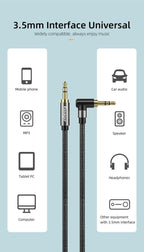 Nylon Braided 3.5mm AUX Cable Audio Jack For Speaker Headphones Car
