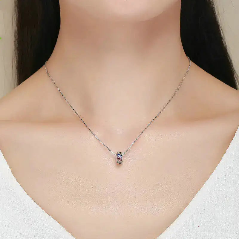 S925 Rainbow Sterling Silver Beads for DIY Necklaces