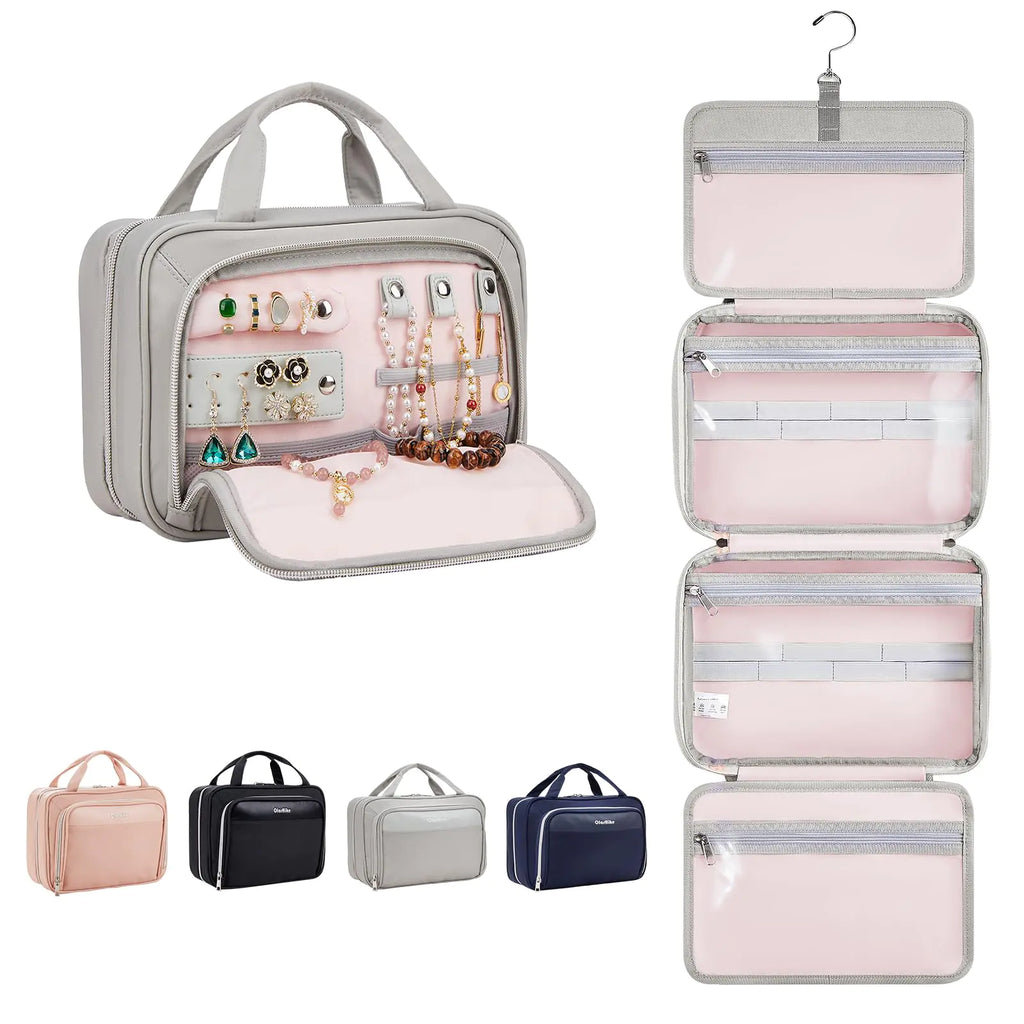 OlarHike Toiletry Bag,Large Size Waterproof Hanging Bags, Makeup Jewelry 3 in 1 Essentials Travel Packing Organizers, Fulled-Sized Family Pack, Shampoo, Conditioner, Brushes Set (Black) Large Black Pi-Mart