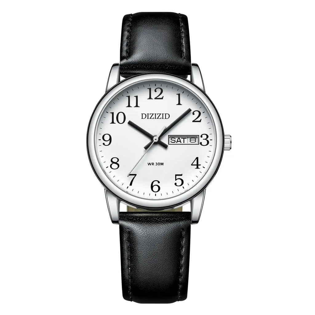 DIZIZID Watches for Men Mens Easy Reader Watch Minimalist Mens Wrist Watches Analog Quartz Date Waterproof Classic Elegant Watch with Black Leather Band