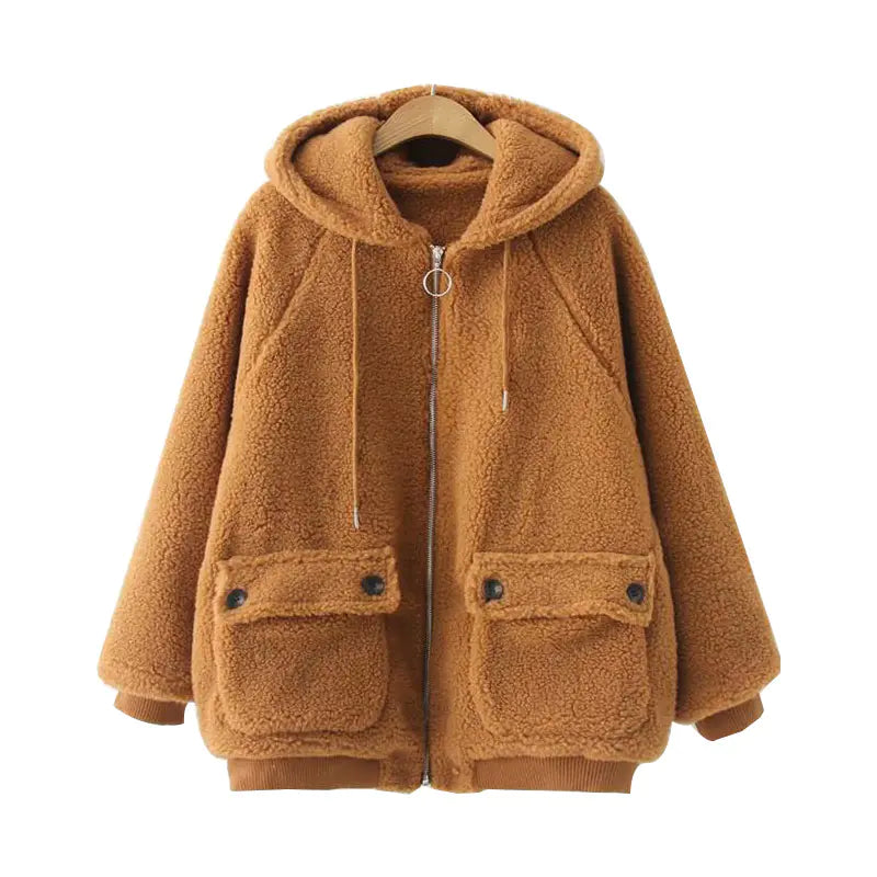 Cozy Hooded Jacket with Lamb Wool Lining