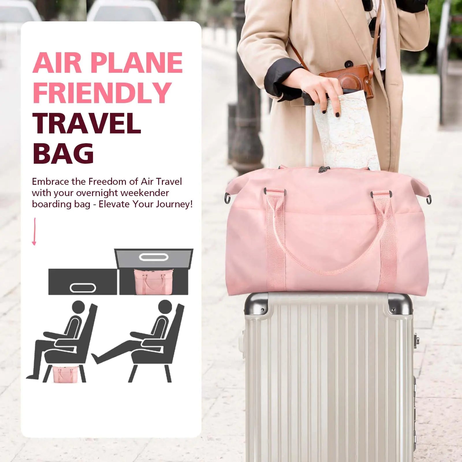 Coral Pink Waterproof Travel Duffle Pi-Mart