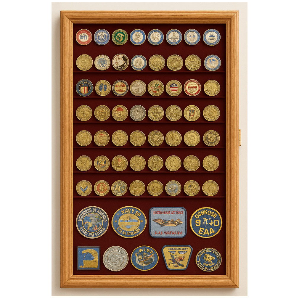 Large Military Challenge Coin Display Case Cabinet Holders Rack 98% UV - Lockable The Military Gift Store